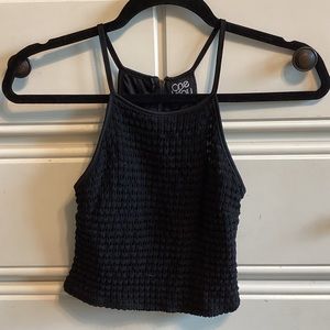 Black knit cropped tank top